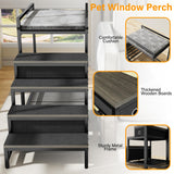kepptory Pet Bunk Bed with Stairs and Storage, Dog Beds Attachment to Human Bed, Bedside Dogs Cot for Small, Medium Cats & Dogs, Pet Window Perch (Grey)
