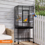Garvee Large Bird Cage, 54" H Big Bird Cage with Stand for Parakeets Parrots Conures Lovebird Cockatiel Black