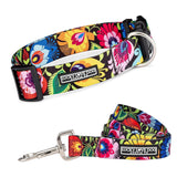 Lucky Love Dog Leash & Wide Collar Set, Beautiful Vivid Patterns, Durable for Larger Dogs, Heads, & Necks (Blackbird, Extra Large)