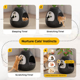 COZIWOW Copod8 Space Capsule Cat Bed with Smart Ozone Deodorization, All-Season Heated Mat, Original Replaceable Cat Scratcher, Convertible Planter Design (Black)