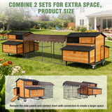 GUTINNEEN Large Chicken Coop with Run, Mobile Chicken Tractor for 6-8 Chickens, Upgraded Metal Frame Hen House with Wheels, 6 Nesting Boxes, Metal Pull-Out Tray, Asphalt Roof