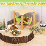Guinea Pigs Hammock with Natural Wooden Stand - Hanging Hammock Bed for Piggies Chinchilla Hamster Bunny Ferrets Hiding Sleeping