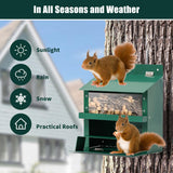 Squirrel Feeder, Metal Squirrel Feeder for Outside,Outdoors Chipmunk &Squirrel Picnic Bench Feeders Table,Stronger Than Wooden Structure,Easy to Install & Refill