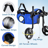 Dog Wheelchair for Back Legs – Adjustable Height/Length/Width, Sturdy Wheelchair with All-Terrain Shock-Absorbing Wheels, Mobility Support for Injured or Disabled Small & Medium Dogs & Cats, Blue (S)