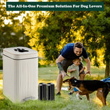 Kopuncare Dog Poop Trash Can Outside, 5L/1.3 Gal Pet Poop Bucket with Lid, Foot Pedal, Dog Waste Container with 40 Bags, Lid Soft Close for Pet, White