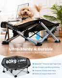 Pecute Foldable Elevated Dog Bed with Sturdy Wire Frame,Portable Folding Pet Cot for Small Dog,Breathable Outdoor Dog Bed with No-Slip Feet & Cooling Mat,Chew-Proof,Travel,Patios, Outdoor,Indoor,M