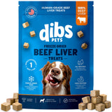 Dibs Pets Freeze-Dried Beef Liver Dog Treats, 100% USA-Sourced Beef Liver, Made in USA, Single-Ingredient High-Protein Training Treats & Meal Topper, Grain-Free, No Additives, 4 oz