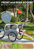 Sepnine 2 in 1 Pet Bicycle Trailer with a 6" Stroller Wheel Suitable for Small and Medium Dogs, Carrier Up to 66/88 LBS, Easy Folding Cart Frame, Quick Release Wheel, Universal Bicycle Coupler