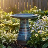 Sunnydaze 21" H Ceramic Bird Bath for Outside - Hand-Painted Outdoor Bird Bath Bowl, UV/Frost-Resistant Finish - Galaxy Blue