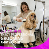 2-in-1 Electric Pet Grooming Brush with Coconut Oil Conditioner Spray, Professional Hair Styling Tool for Medium and Long Haired Dogs and Cats, Quick Hair Styling & Removing Loose Fur Knots