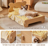 HaoCpetslian Wooden Elevated Cat Bed for Indoor Cats Easy to Assemble with Removable Mattress Pet Bed for Small Animals Small Dog Rabbits Guinea Pigs Hamsters Chinchillas etc