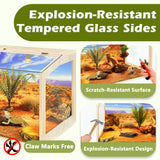 PROLEE Bearded Dragon Tank, Up to 81Gallon Reptile Enclosure, Tempered Glass Lizard Tank, Bearded Dragon Enclosure with Built-in Lamp Fixture for Chameleon (Skylight Roof, 30Gallons,24x15.5x15.5 Inch)
