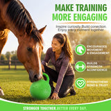 Seenelling 1 Pcs 10 Inch Horse Ball with Handle, Fruit Scented Horse Stall Toy, Anti Burst Slow Rebound Rubber Equine Play Herding Ball for Boredom Relief, Stable Enrichment Interactive (Green)
