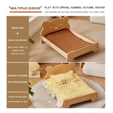 HaoCpetslian Wooden Elevated Cat Bed for Indoor Cats Easy to Assemble with Removable Mattress Pet Bed for Small Animals Small Dog Rabbits Guinea Pigs Hamsters Chinchillas etc