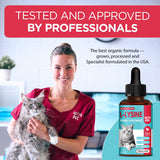 L Lysine for Cats with Taurine & Probiotic – A and B Vitamins Help with Watery Eyes, Sneezing, Cough, Allergies – Feline Upper Respiratory Supplement Works as a Natural Antibiotic for Cats – 2 Oz
