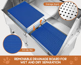 Albott 50-Inch Stainless Steel Dog Washing Station with Anti-Slip Steps, Sprayer, Faucet, and Soap Box – Professional Pet Bathtub for Medium/Small Pets, Ideal for Home, Garage, and Grooming(Left)