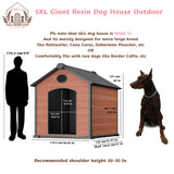 EHHLY Extra Large Dog House Outdoor, Waterproof Dog Houses with Elevated Floor, Durable Resin Plastic, Dog House for Large Dog Outside(57Lx47Wx50H, Rustic Brown)