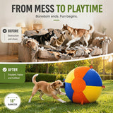 PETNOME Herding Ball for Dog with Durable Handles,Inflatable 18 Inch Herding Calming Jumbo Ball for Medium Large Dog Horse Outside Training Push Chase & Roll Blue Yellow Orange