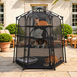 Catio Outdoor Cat Enclosure Pop up Cat Tower Tent Cat Playpen w/Breathable Mesh Portable Catio Kitten Pet Animal Play Pen Indoor Enclosed Kitty Patio Balcony Camping(Hexagonal,XL)