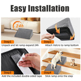 Dog Stair Ramp for Small Dogs & Cats – Non-Slip Pet Stair Wedge with Gentle Slope, High-Density Foam Ramp for Senior Pets, Washable Cover & Secure Adhesive Pads (Gray, 1 Pack)
