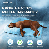 Pelsbarn Cooling Dog Bed - Ice Silk Summer Comfort, Self Cooling, Non-Slip Dog Cover, Durable & Washable, Bed for Extra Large Dogs 36"" x 38"", Support Shelter Dogs with Every Purchase (Blue)