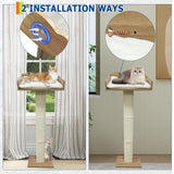 GarveeLife Cat Window Perch with Tall Scratching Posts and 2 Platforms, 40 in Sisal Climbing Tree Hammmock with Suction Cups, 2 Install Ways, Cats Window Bed with Removable Cushion