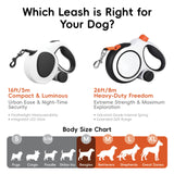 LULUPET 16Ft Retractable Dog Leash with LED Light, Heavy Duty Dog Leash for Small, Medium & Large Dogs Up to 66lbs, 360° Tangle-Free, Dispenser and Poop Bags