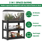 ZENITHLIVING 3-Tier Aquarium Stand, Heavy Duty Metal Fish Tank Rack, 31.5x18x34 Inches, Adjustable Shelves, Waterproof Black Storage Unit, 660 lbs Capacity