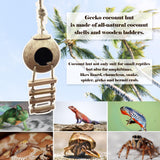 MUYG Crested Gecko Tank Accessories,Gecko Coconut Hut Hideout with Ladder Reptile Hammock Lizards Hanging Plants Flexible Climbing Jungle Vine Leaves Terrarium Decor