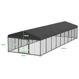 Petony 354" x 118" Large Outdoor Dog Enclosure,Heavy Duty Dog Cage with Roof,Galvanized Steel Dog Kennel Fence with Double Safety Locks