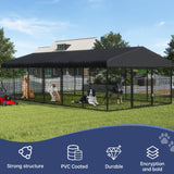 Petony 236" x 118" Outdoor Dog Kennel Steel Ideal Dog Fence for Medium/Small Dogs Anti-Rust Coating Cage with Roof All Weather Resistant Dog House with Double Locks