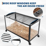 GarveeHome Large Hamster Cage, 3-Tier Gerbil Cages with Running Wheel, Water Bottle, Food Bowl, Ramps, Portable Hamster House with 7 in Deep Glass Bottom for Syrian, Hamster, Gerbils (Metal Black)