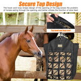 MIYABALA Ultra-Slow Feed Hay Bags for Horses,Two-Sided Premium Oxford Hay Bags with Large Opening,Top with Hook-and-Loop Closure,Adjustable Dual-Purpose Strap for Easy Hanging (Black, Large 1 Pack)