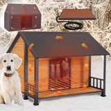 GUTINNEEN Large Dog House with Insulated Liner for Winter Outdoor Dog Cage with All-Around Iron Frame Dog Kennel for Small & Medium & Large Dogs,Insulation