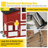 Aivituvin Mobile Chicken Coop with Wheels for 4-6 Chickens, Backyard Expandable Chicken House Duck Cage with Run, 2 Nesting Boxes, Easy Clean Pull-Out Tray, Leak-Resistant Asphalt Roof, 82.4"(Red)