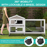 ketive 2-Tier Rabbit Hutch with Wheels, Indoor & Outdoor Small Animal Cage with Deep Pull-Out Tray, Anti-Chew Frame, Habitat for Bunny, Guinea Pig, Chinchilla (60" L x 19" W x 35" H)