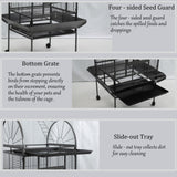 Sinopet 69-inch Large Bird Cage with Stand, Flight Cages for Parakeets & Play Top & Birdcage Cover for African Grey Quaker Amazon Cockatiel Sun Parakeet Green Cheek Conure Lovebird Eclectus Parrot
