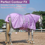 LEAFOREST Horse Fly Sheet with Neck Cover & Belly Band - Lightweight Mesh UV Protection Summer Sheet for Horses, Cool Thin Equine Blanket in Purple, 66"