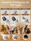 Ckin pet Dog Nail Grinder, Quiet Electric Dog Nail Trimmer with 2 LED Lights, 3-Speed Pet Nail Grinder for Dogs & Cats, Rechargeable 2000mAh Nail Grinder for Small Medium Large Dogs with Light, White