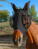 HackFond Horse Fly Mask with Ears, UV Protection, Breathable Mesh, Snug Fit Wear Under Halter, Fly Mask for Horses Black Cob