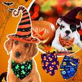Newwiee 200 Pcs Halloween Dog Bandanas Bulk for Dogs Adjustable Triangle Bibs Scarf Halloween Pumpkin Bat Skull Ghost Spider Pet Costumes Scarf Holiday Accessories for Large Dog Puppy