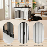 IHUESHO 43.3" Furniture Style Dog Crate with 3 Storage Drawers, Heavy Duty Wood Pet Kennel with Removable Feeder, Modern End Table Dog House with Dual Doors for Large Dogs (41-70 lbs) (Black)