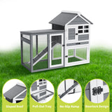 Garvee Small Chicken Coop, Rabbit Hutch with Waterproof Roof, Bunny Cage with Pull Out Tray and a Wooden Ramp, Indoor Outdoor Use
