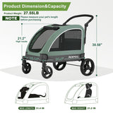 Dog Stroller for Large & Medium Dogs, Dual Entry, 160 lbs Capacity, Green