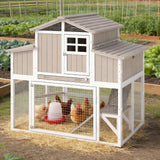 Large Chicken Coop Outdoor with Run, Expandable Hen House with 4 Nesting Boxes, Rabbit Hutch Poultry Bunny Cage for 2-4 Chickens with 4 Perches, Removable Tray and Ramp (56.3" L x 35.24" W x 52.8" H)