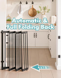 No Pawblems Retractable Safty Gate, Metal Adjustable Dog Gate for Doorways, Stairs & Hallways, Expands to 38" Wide, Auto Retract Design, No Bottom Bar, Black
