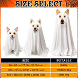 Huhumy 2 Pcs Halloween Dog Costumes with Non Woven Pumpkin Bags White Ghost Costume for Dog Cat Ghost Cosplay Clothes, Cute Party Cape for Halloween Cosplay Party (Medium)