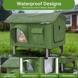 PETIMBER Heated Cat House for Outside - Insulated Outdoor Cat House Weatherproof, Clawsable Feral Cat Shelter with Heated Pad, Escape Doors, Transparent Window, Side Pockets, for Multiple Cats,Large