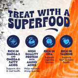 Finfare Freeze Dried Salmon Skin Bites, Grain Free Crunchy Salmon Cat Treats, High Protein & Omega-3s for Skin & Coat Health, Crafted in USA, 1.3oz