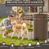 PAWZIDEA Dog Poop Trash Can Outside Odor Control, 3.1Gallon Pet Waste Trash Can Outdoor Waterproof, Dog Poop Container Bin Outdoor Garbage Can with Lid, 7.8in Activated Carbon Filter Pet Waste Station
